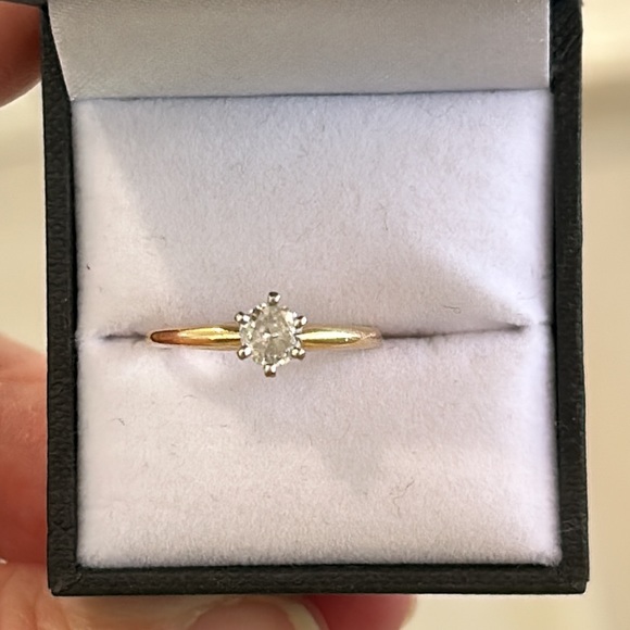 14K Yellow Gold & Genuine .60 Diamond Solitaire Ring